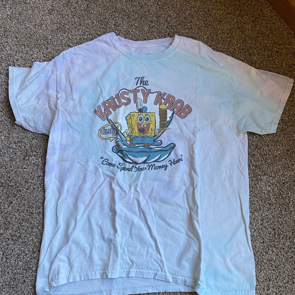 Krusty Krab Mens T-Shirt - Tie Die Purple and Blue